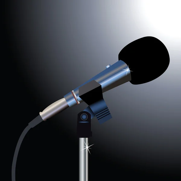 Mikrofon na černém pozadí — Stockový vektor