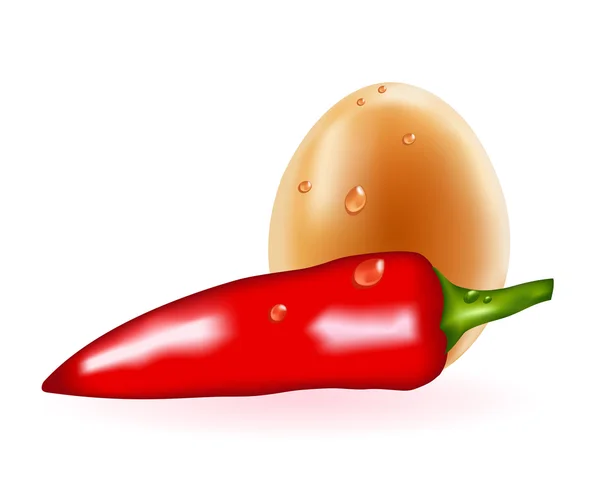 Piros paprika és a tojás — Stock Vector