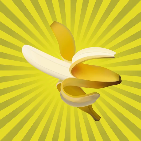 Mogen banan på gul bakgrund — Stock vektor