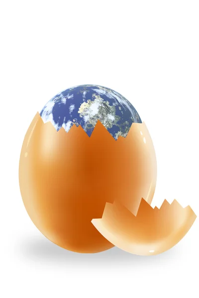 鸡蛋和地球 — 图库照片