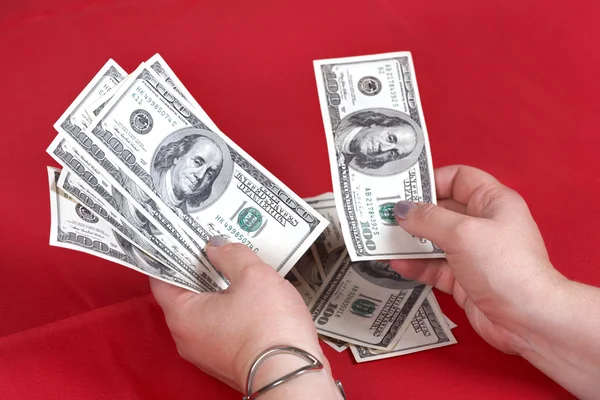 Dollars and hands — Stock Photo, Image