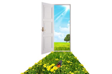 Opened white door clipart