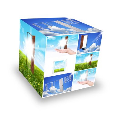 Cube. Windows and doors clipart