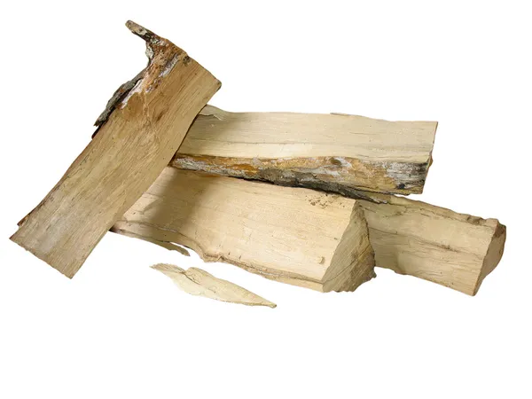 Geschnittene Stämme Brennholz isoliert über weiß — Stockfoto