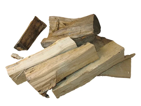 Cut logs fire wood isolated over white — Stock Photo, Image