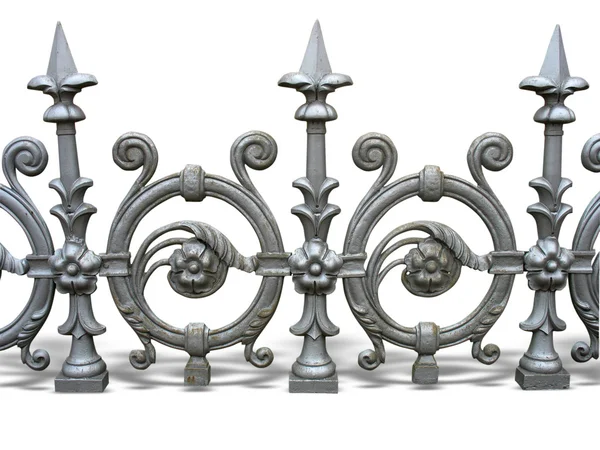 Forged decorative fence with shadow isolated over white — Stock Photo, Image