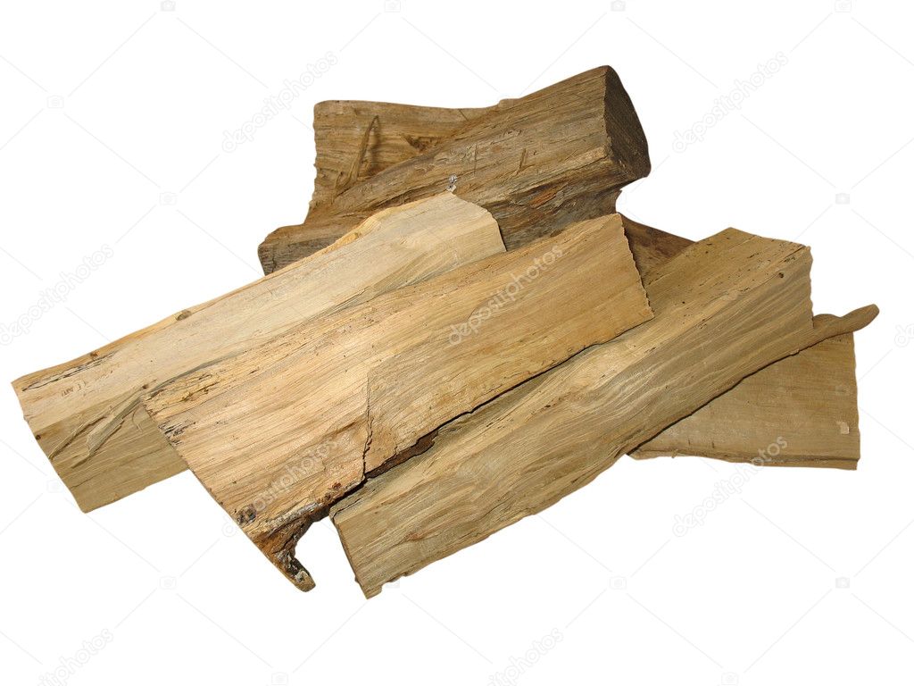 Cut logs fire wood isolated over white