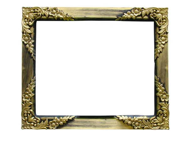 白でビンテージ アンティーク ゴールド額縁 — ストック写真