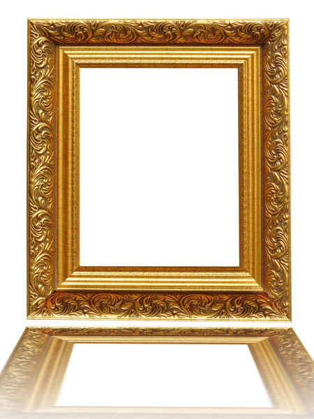 Vintage antique gold picture frame over white — Stock Photo, Image