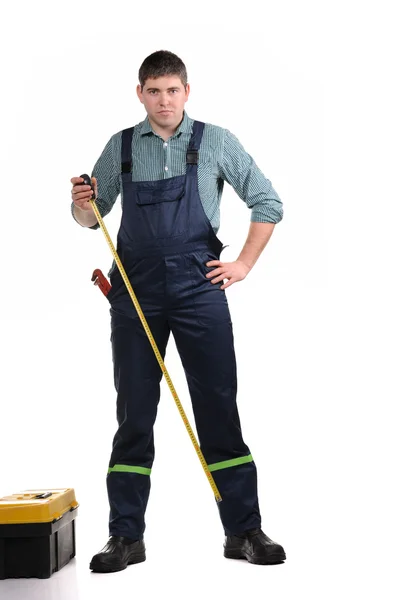 Mechanic with tools isolated on the white background — Stock Photo, Image