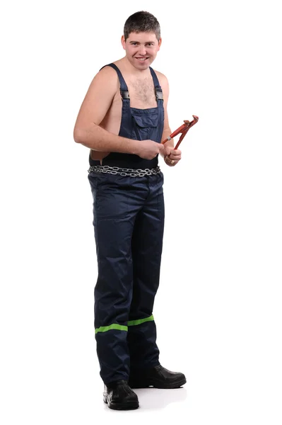 Mechanic with tools isolated on the white background — Stock Photo, Image