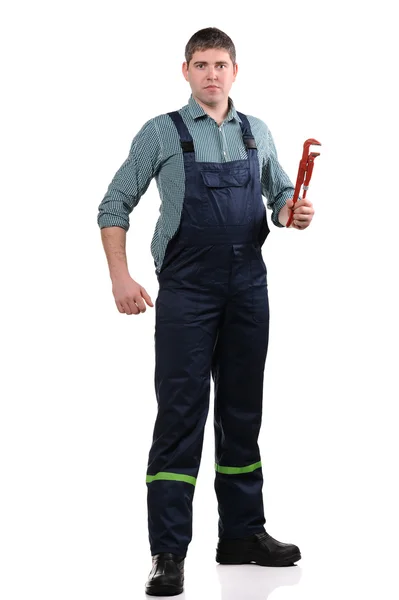 Mechanic with tools isolated on the white background — Stock Photo, Image