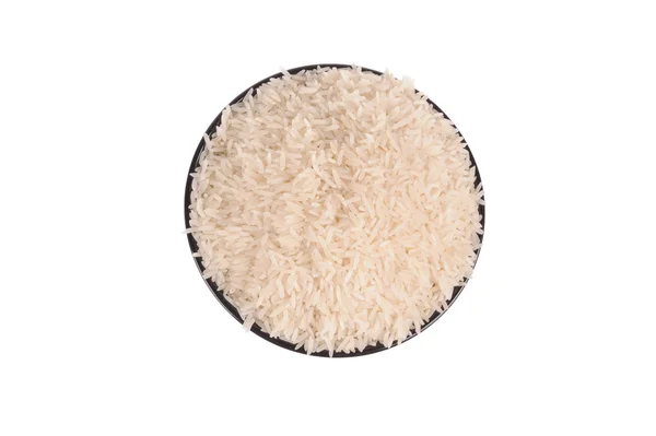 Reis in der schwarzen Schüssel — Stockfoto