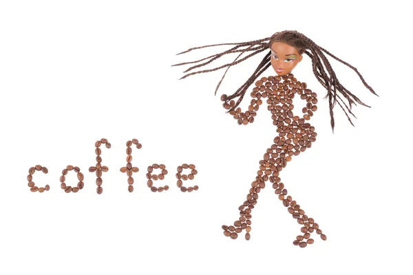Figura de mujer hecha de granos de café —  Fotos de Stock