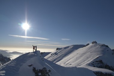 Man on top of the mountain clipart