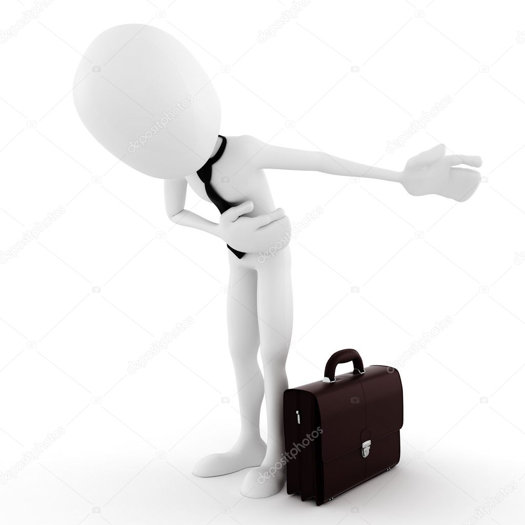 Download - 3d man business man, take a bow - Stock Image. 