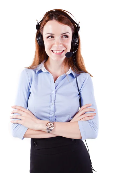 Attractive young woman call center support — Stock Photo, Image