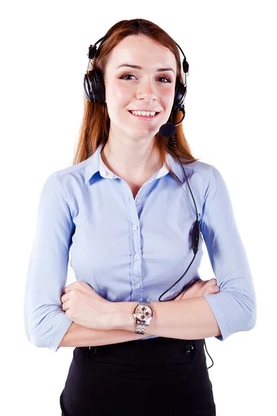 Vonzó fiatal nő call center-támogatás — Stock Fotó