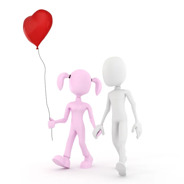 3D muž valentine koncept láska je ve vzduchu! — Stock fotografie