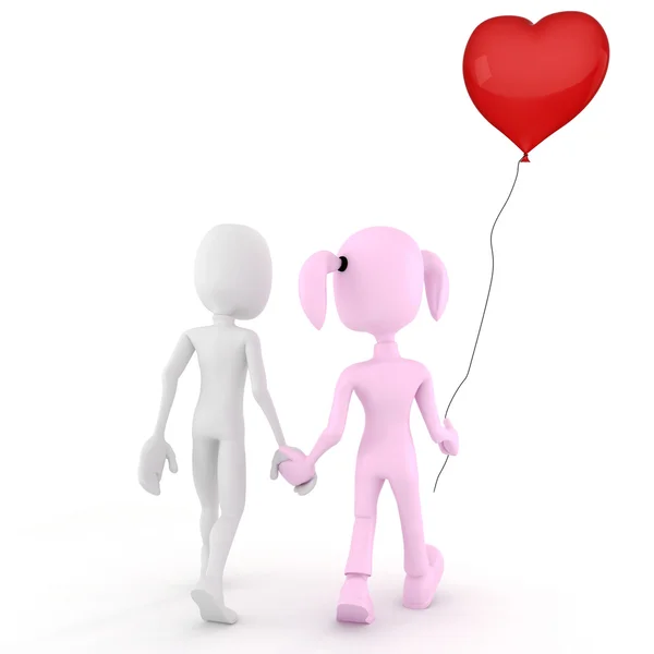 3D człowiek Walentynki koncepcja miłość jest w powietrzu! — Zdjęcie stockowe