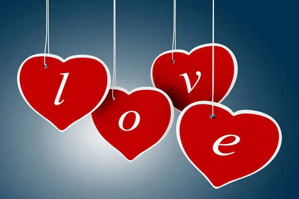 3D Sevgililer günü kalpleri — Stok fotoğraf