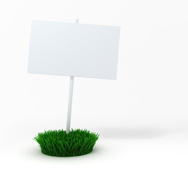 3d blank board on a patch of green fresh grass clipart