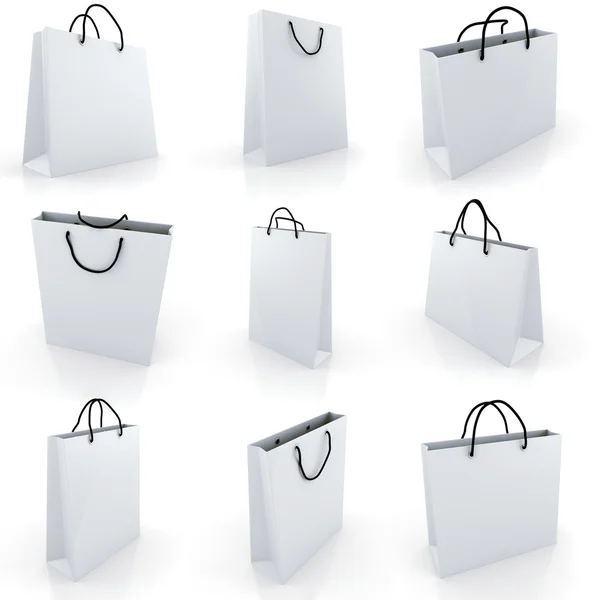 白い背景の上に、3 d の空ショッピング バッグ — ストック写真