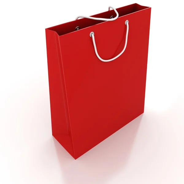 Beyaz zemin üzerinde 3D boş alışveriş çantası — Stok fotoğraf