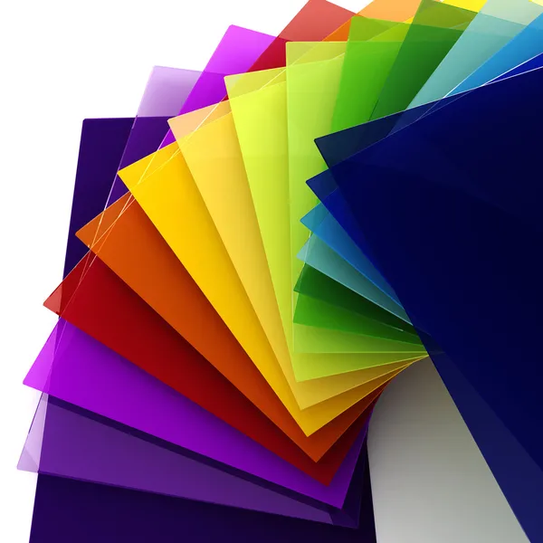 3d colorful sheets of transparent plastic — Stock Photo, Image