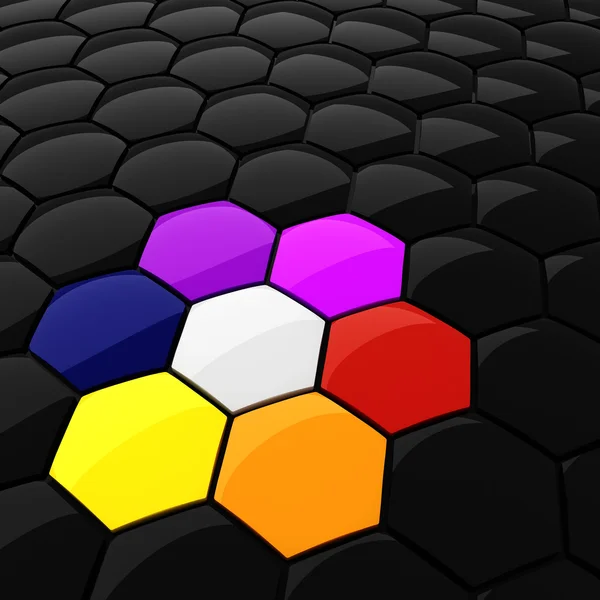 3d 다채로운 6 각형 퍼즐 조각 — 스톡 사진