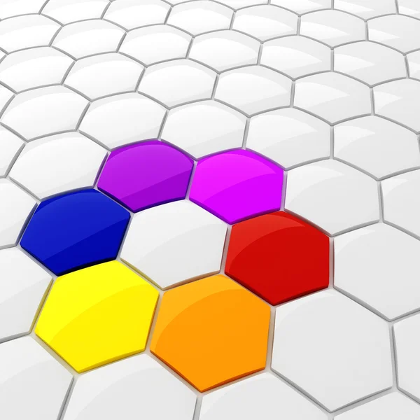 3D барвисті шестикутні шматочки головоломки — стокове фото
