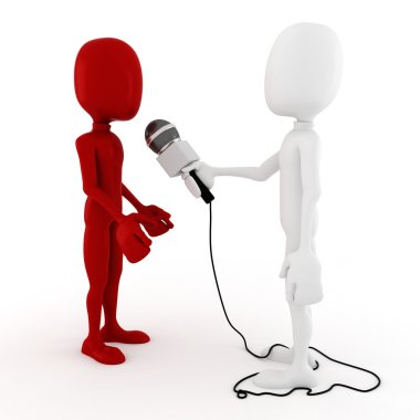 3d man reporter - interview clipart