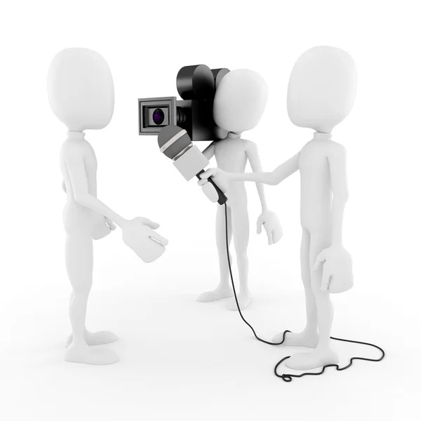 3d man reporter - interview — Stock Photo, Image