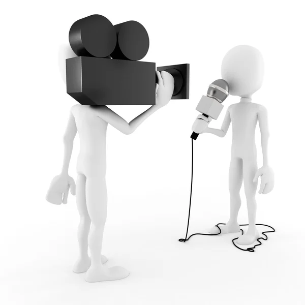 3D man reporter - intervju — Stockfoto