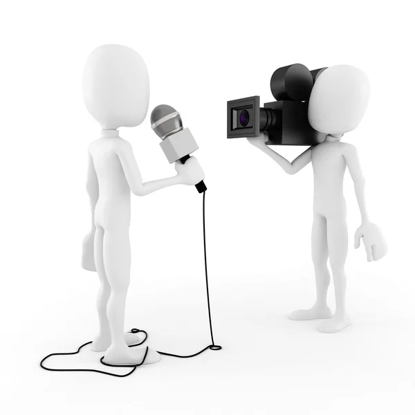 3D człowiek reporter - wywiad — Zdjęcie stockowe