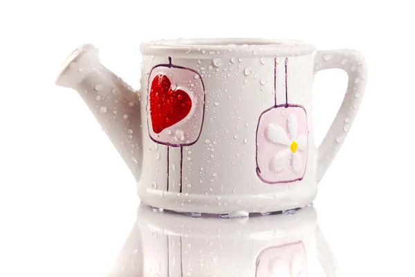 Funny vase with a big red heart — Stock Photo, Image