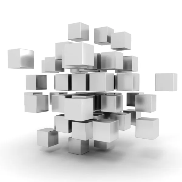 3D-kubussen puzzel op witte achtergrond Rechtenvrije Stockafbeeldingen