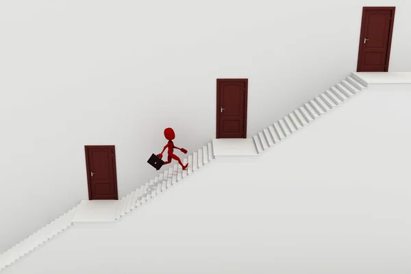 3d homem correndo até uma escada — Fotografia de Stock