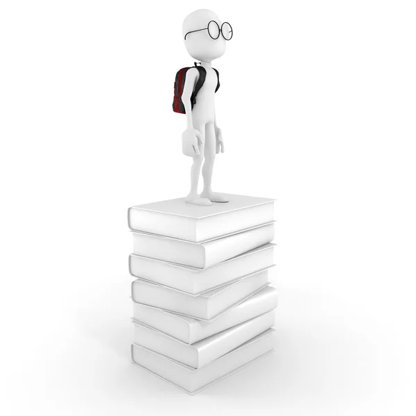 3D-Mann auf einem Stapel Bücher — Stockfoto