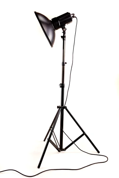 Studio monoblock flash light on tripod isolated on white background — Stock Photo, Image