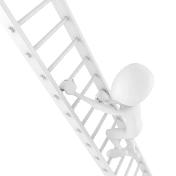 3D-man klimmen op een ladder — Stockfoto