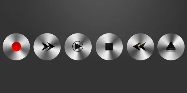 Botones metálicos brillantes 3d del reproductor de medios — Foto de Stock