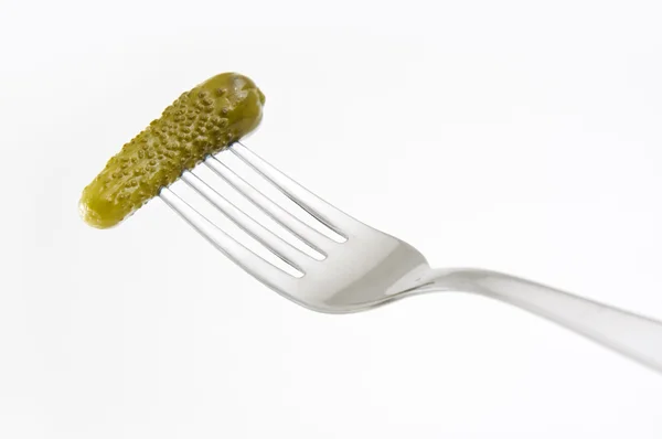 Cucumber on fork — Stock Photo, Image