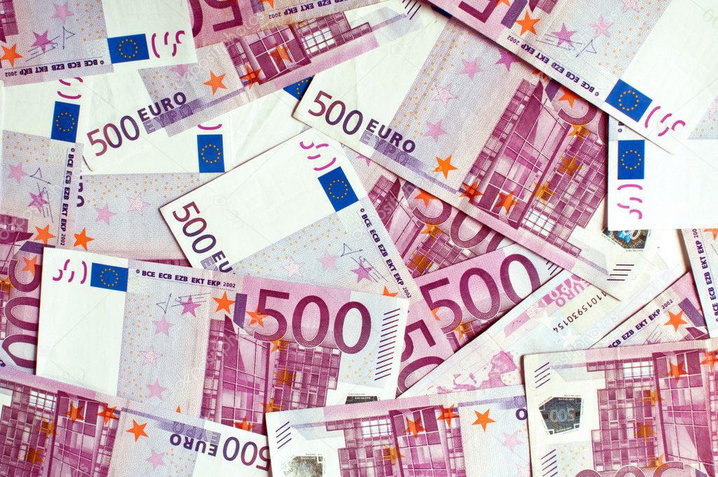 Pile of 500 euro bills