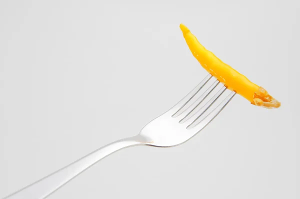 Pepper on fork — Stock Photo, Image
