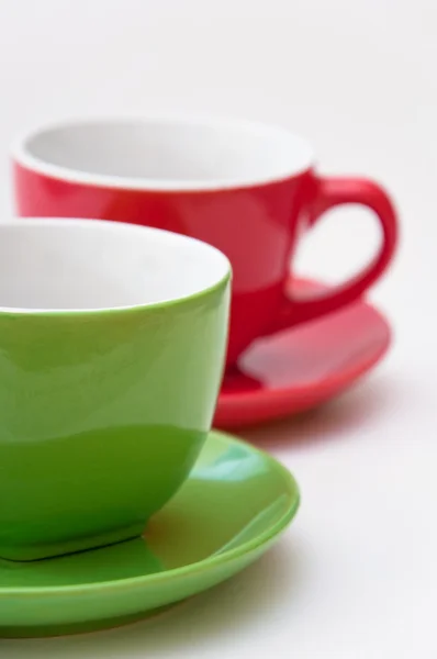 녹색과 빨간색 커피 컵 — 스톡 사진