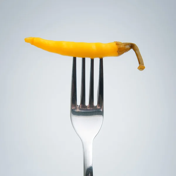 Peppar på gaffeln — Stockfoto