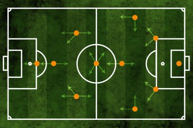 Football or soccer field and team formation clipart