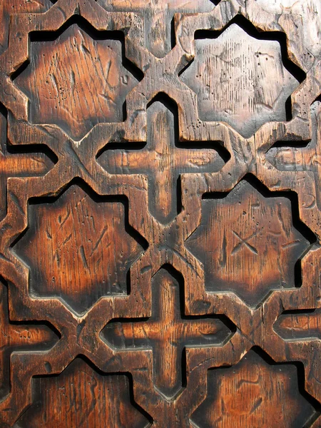 Fragment of a wooden door. Thread — Stock Photo, Image