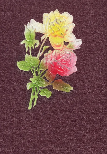 Betrekking hebben op een oude fotoalbum met reliëf rozen — Stockfoto